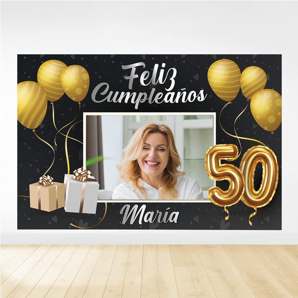Consigue ahora Photocall cumpleaños Personalizado | Nombre y Edad | Elegante Impreso en Lona | para Fiestas económico y Original. Onepersonal ( 50 cumpleaños) Cumpleaños Top Precio 2023 | regaloscumple.com