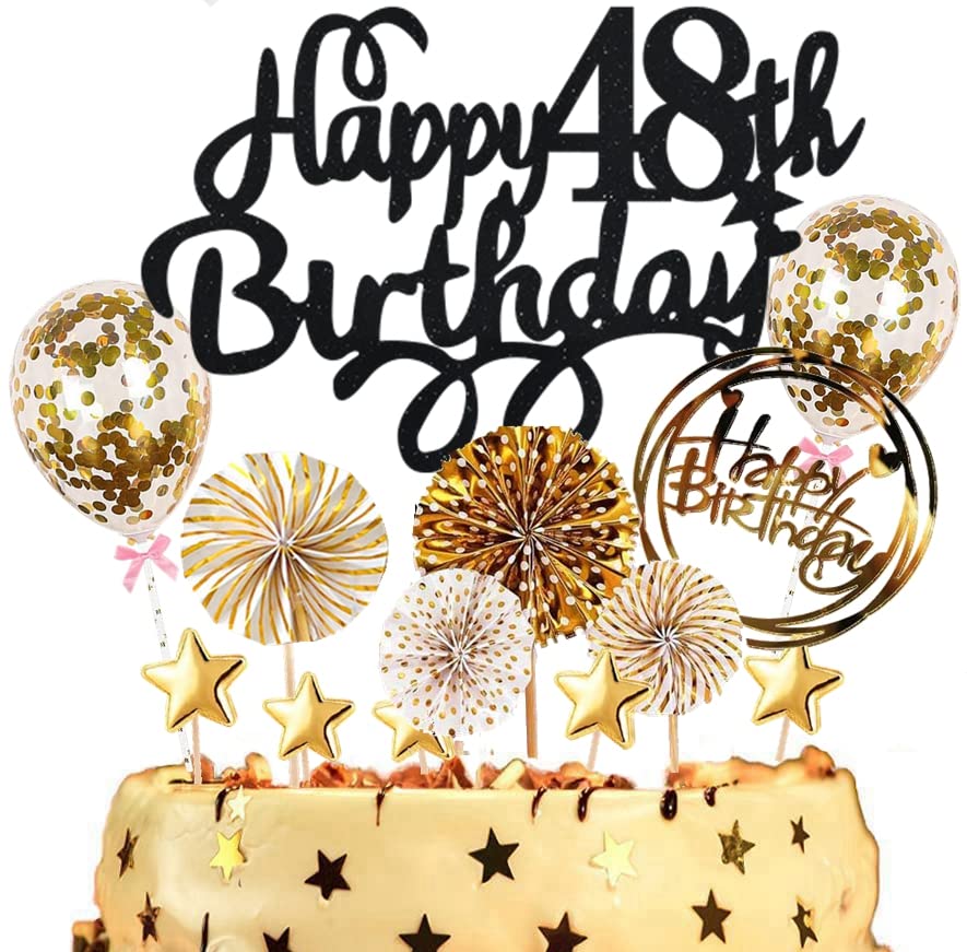 Consigue ahora Dalettu Decoración para tartas 48 cumpleaños hombre y mujer decoración para tartas con globos y compartimentos BlackFriday papel para 48 cumpleaños hombres fiestas decoración 48 cumpleaños Top Precio 2024 | regaloscumple.com