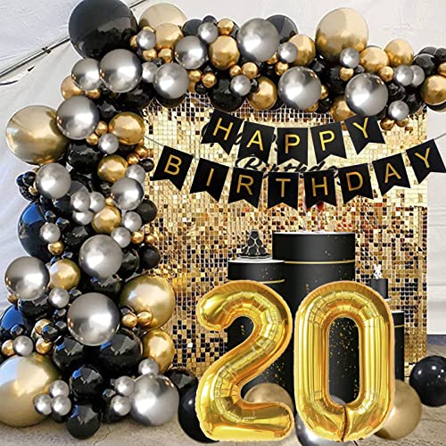Consigue ahora DUGEHO 20 Cumpleaños Decoración Catálogo Globos 78 Piezas Negro Oro Globo Guirnalda Set Feliz Cumpleaños Guirnalda Globos Globos metal la boda para el cumpleaños boda Aniversario Top Precio 2024 | regaloscumple.com