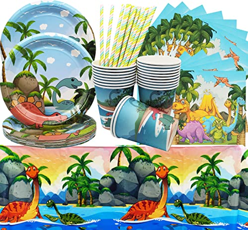 Comprar Shamoparty 81PCS Juego Cubiertos Dinosaurio Dinosaurio Party Platos Tazas ​Servilletas Pajitas papel Mantel Decoraciones Vajilla Ideas para regalar para Fiestas Cumpleaños (20 Invitados) Rebajas 2024 | regaloscumple.com