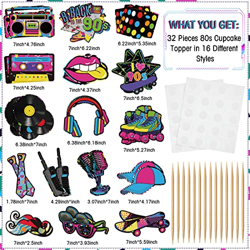 Comprar en Amazon 32 Piezas de Toppers para Cupcakes de 90’s Decoraciones de