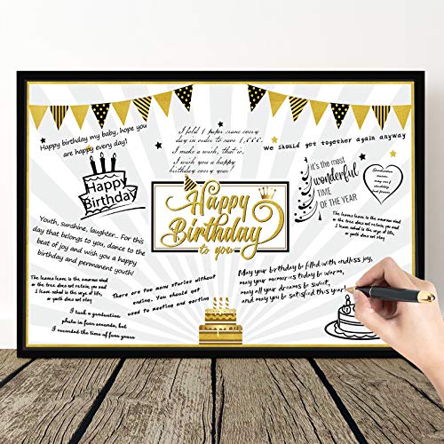 Consigue ahora Tarjeta Decorativa Fiesta Cumpleaños Tarjetas Felicitación BlackFriday Mensaje Happy Birthday Globos Gigantes Negros y Dorados Estrellas Señal Cartel Alternativo Registro Invitados Ofertas 2024 | regaloscumple.com