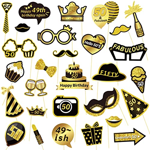 Comprar AIBAOBAO 29 Pcs Photobooth Accesorios Cumpleaños 50 cumpleaños Fiesta Cumpleaños Apoyos Photo Booth Despedida Soltera Fotocall Comunion Atrezzo Fotos Divertidos y Boda DIY Decoraciones (Oro negro) Ofertas 2023 | regaloscumple.com