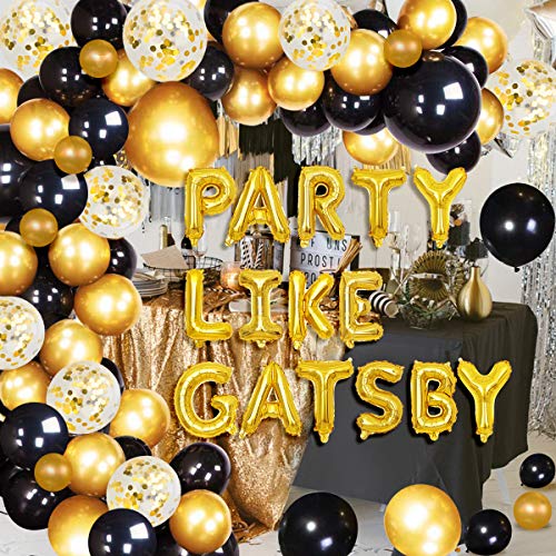 Consigue ahora Grandes decoraciones fiesta Gatsby Fiesta como globos Gatsby Globo oro negro BlackFriday Garland Arch Kit Decoraciones fiesta rugientes los años 20 Rebajas 2024 | regaloscumple.com