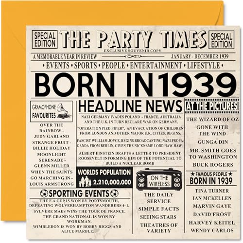 Oferta Tarjetas número hombres mujeres Born 1939 – feliz 85 abuela, abuela, vintage, en 145 x mm,