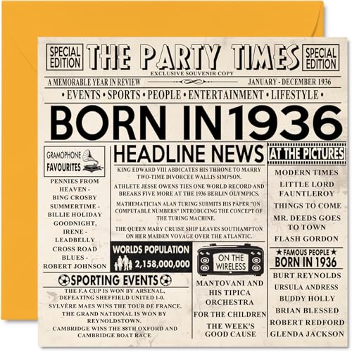 Oferta Tarjetas número hombres mujeres Born 1936 – feliz 89 abuela, abuela, vintage, en 145 x mm,