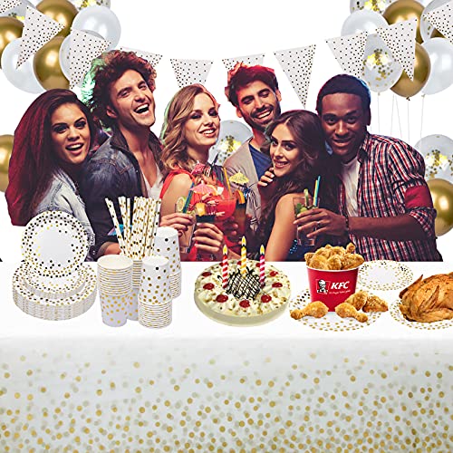 Mejores precios Platos Fiestas 25 Vajilla Globos, y Papel, Paja, Boda, Halloween, 140 Blanco Oro